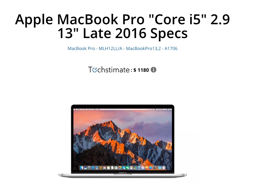 Techstimate Value of Macbook Pro