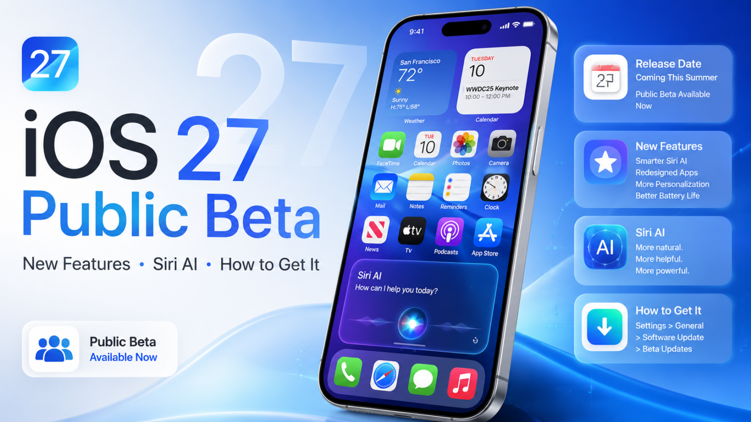 Ios 27 Reframe iOS 27 Public Beta: Release Date, Features, Siri AI & How to Get It